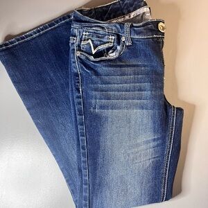 Vanity Jeans Women 28W/29L Blue Denim Boot Cut Embroidered Thick Stitch